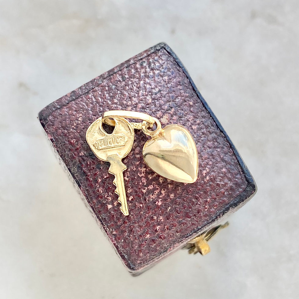 Thumbnail: Vintage 9ct gold key to your heart, key and heart charm