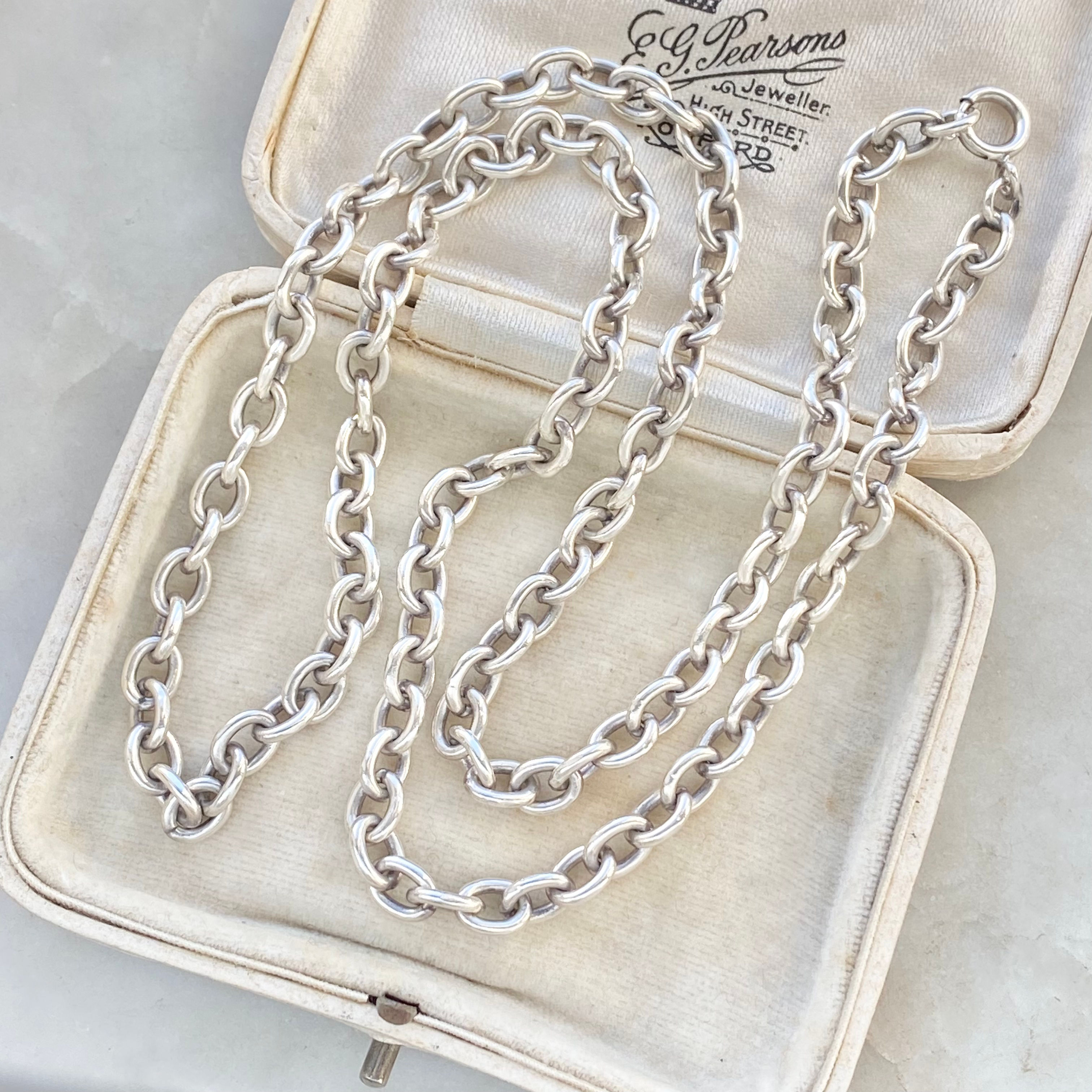 Vintage silver 24 inch cable link necklace chain