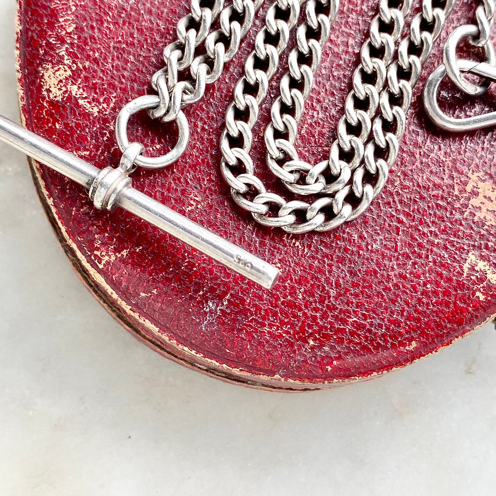 Thumbnail: Vintage sterling silver 18 inch curb link watch chain T-bar dog clip necklace