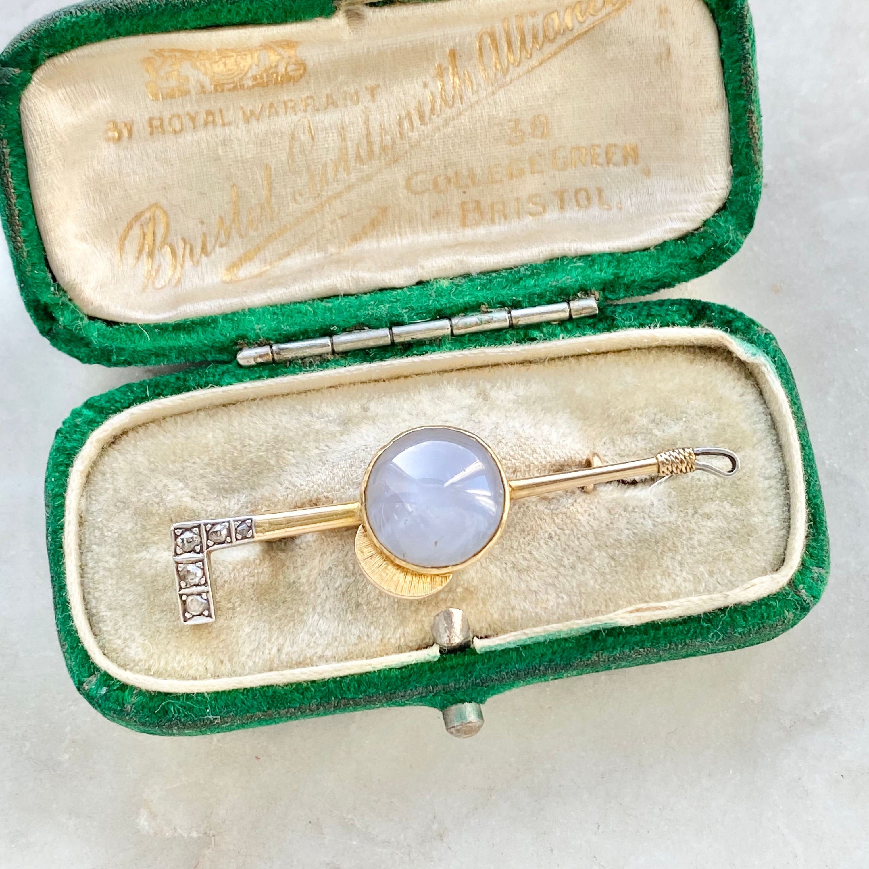 Vintage diamond and star sapphire cap and riding crop brooch/pin