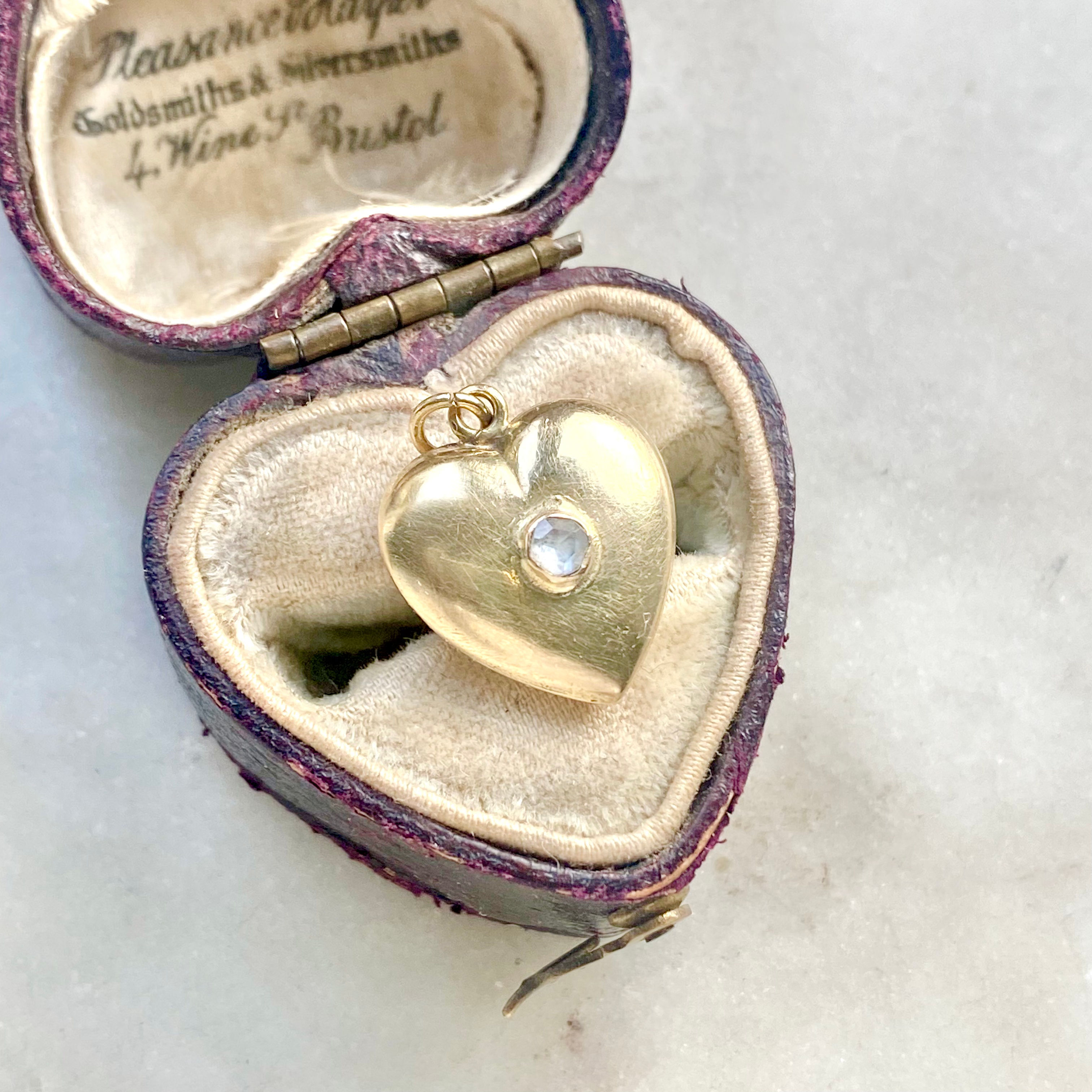 Vintage rose cut diamond and gold heart charm