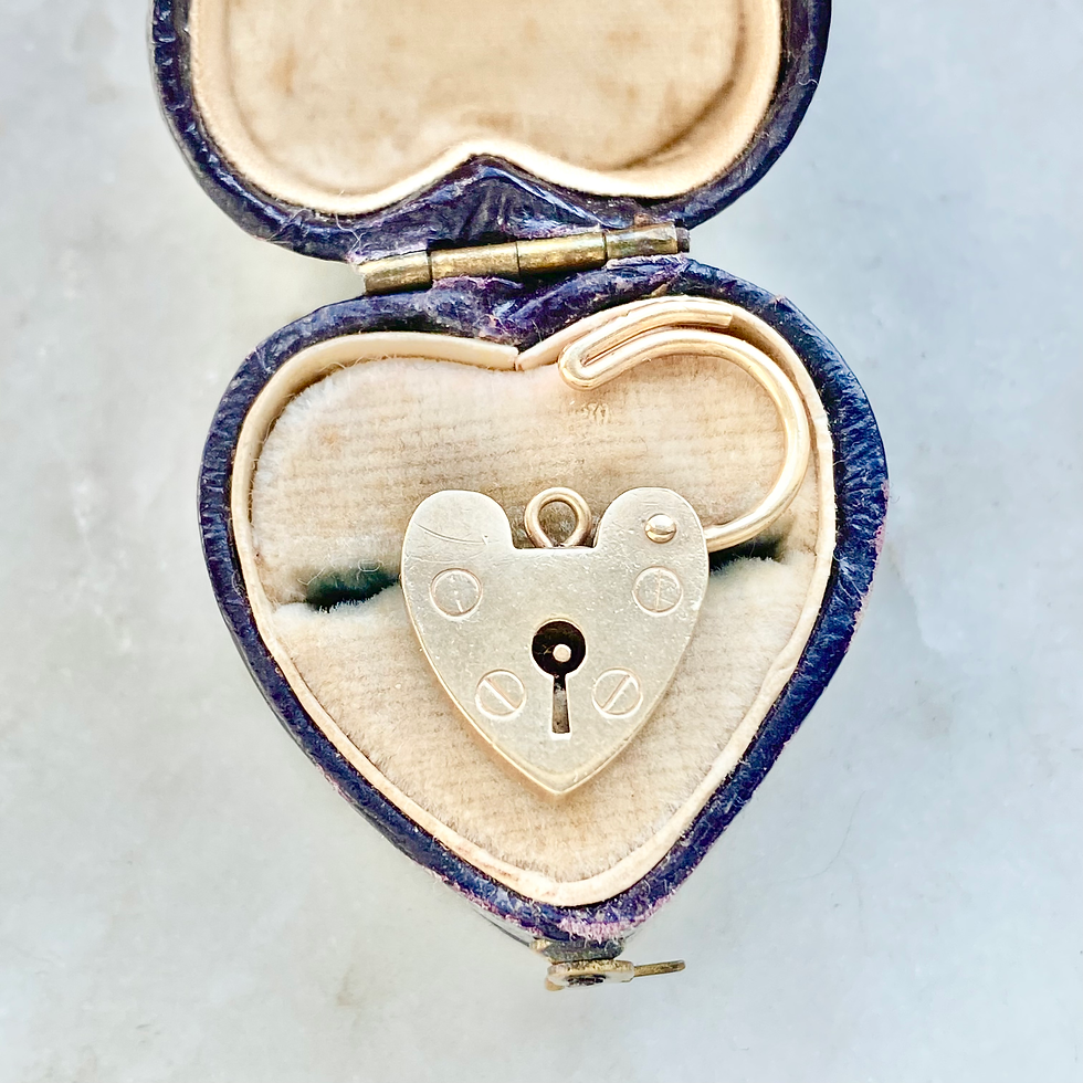 Thumbnail: Vintage 1972 9ct gold opening heart padlock charm