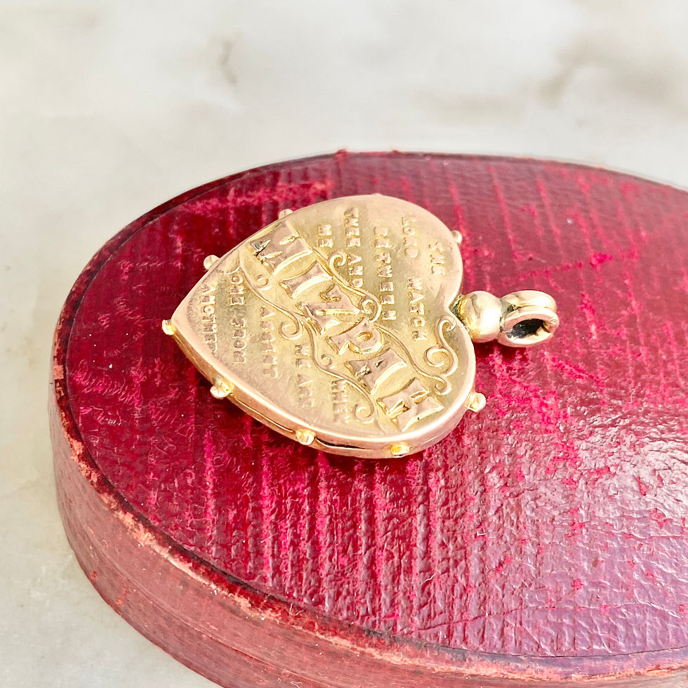 Thumbnail: Antique Victorian 1900 9ct gold and mother of pearl Mizpah heart pendant