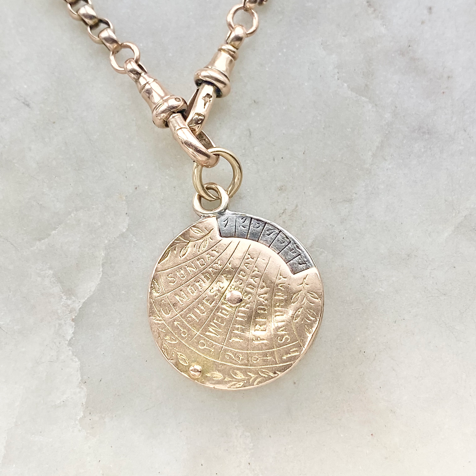 Thumbnail: Vintage rare 15ct gold and silver perpetual calendar pendant