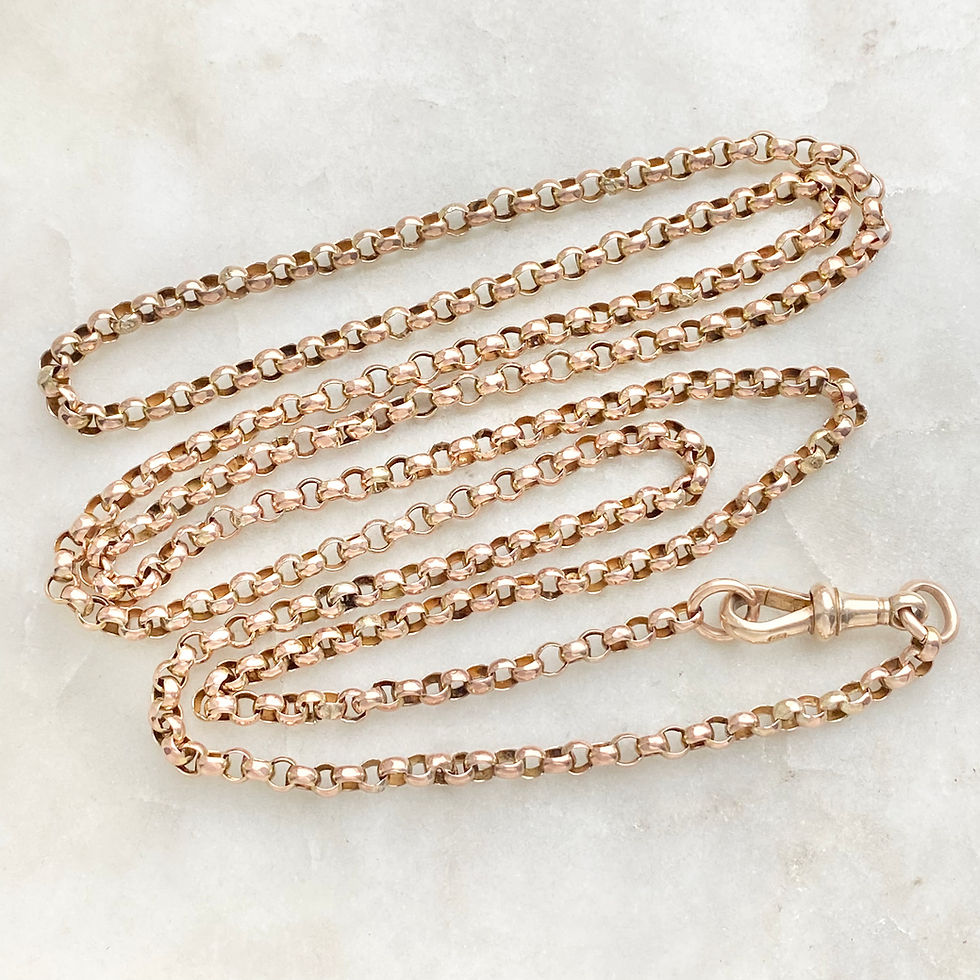 Thumbnail: Antique 9ct gold belcher chain with dog clip clasp 33 inches
