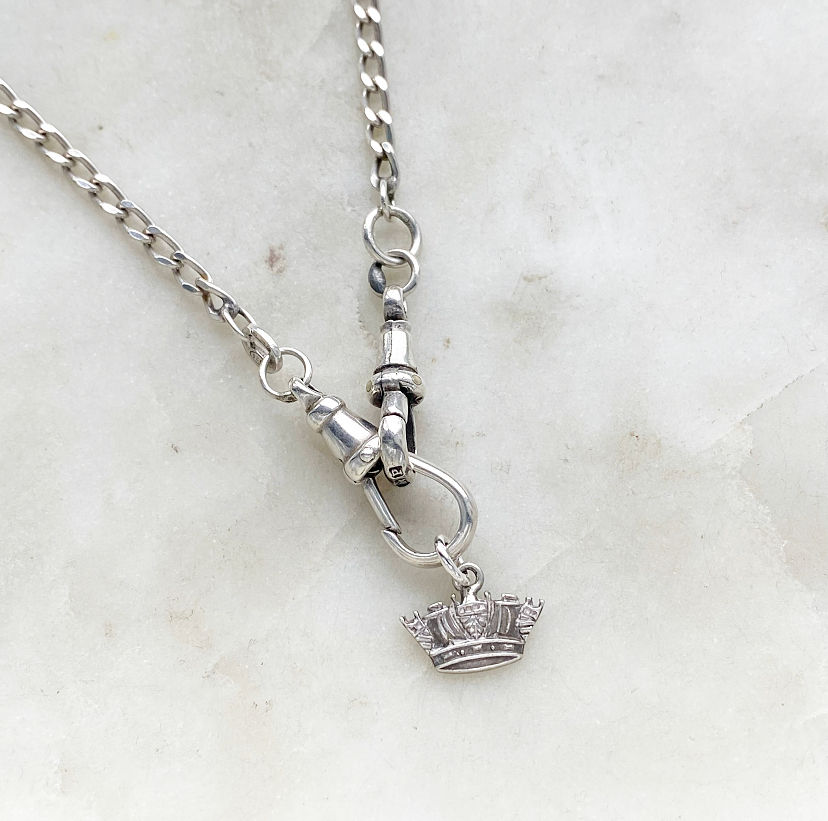 Thumbnail: Vintage miniature sterling silver crown charm