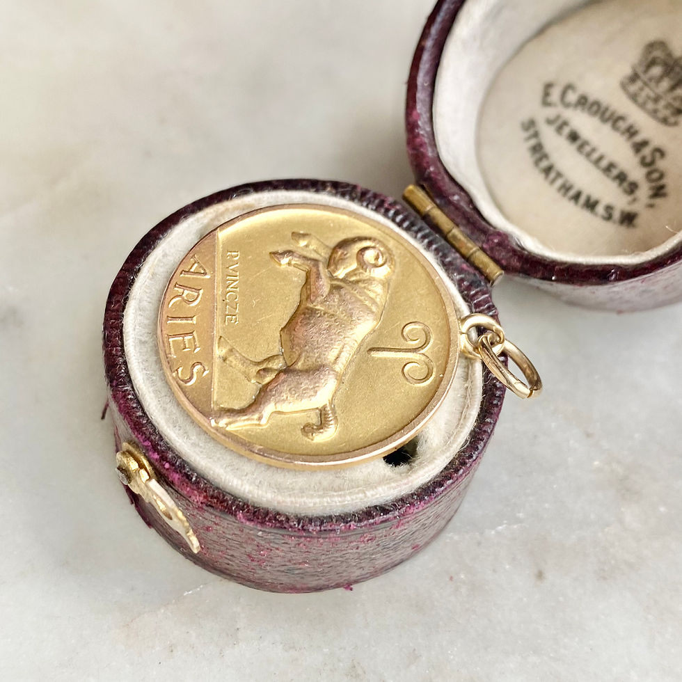 Thumbnail: Vintage 1977 rare Paul Vincze 9ct gold Aries Zodiac medallion charm