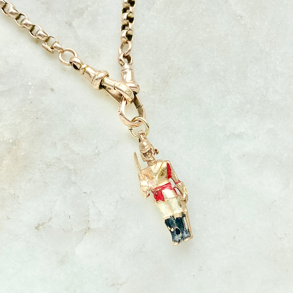 Thumbnail: Vintage 1968 heavy 9ct gold and enamel Household Cavalry British charm