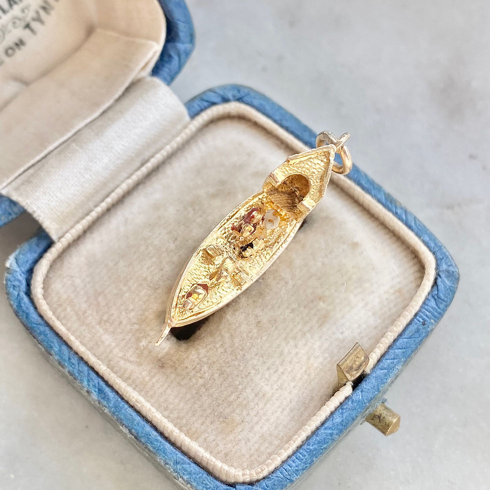 Thumbnail: Vintage 1963 9ct gold and enamel opening Noah's Ark charm with animals inside