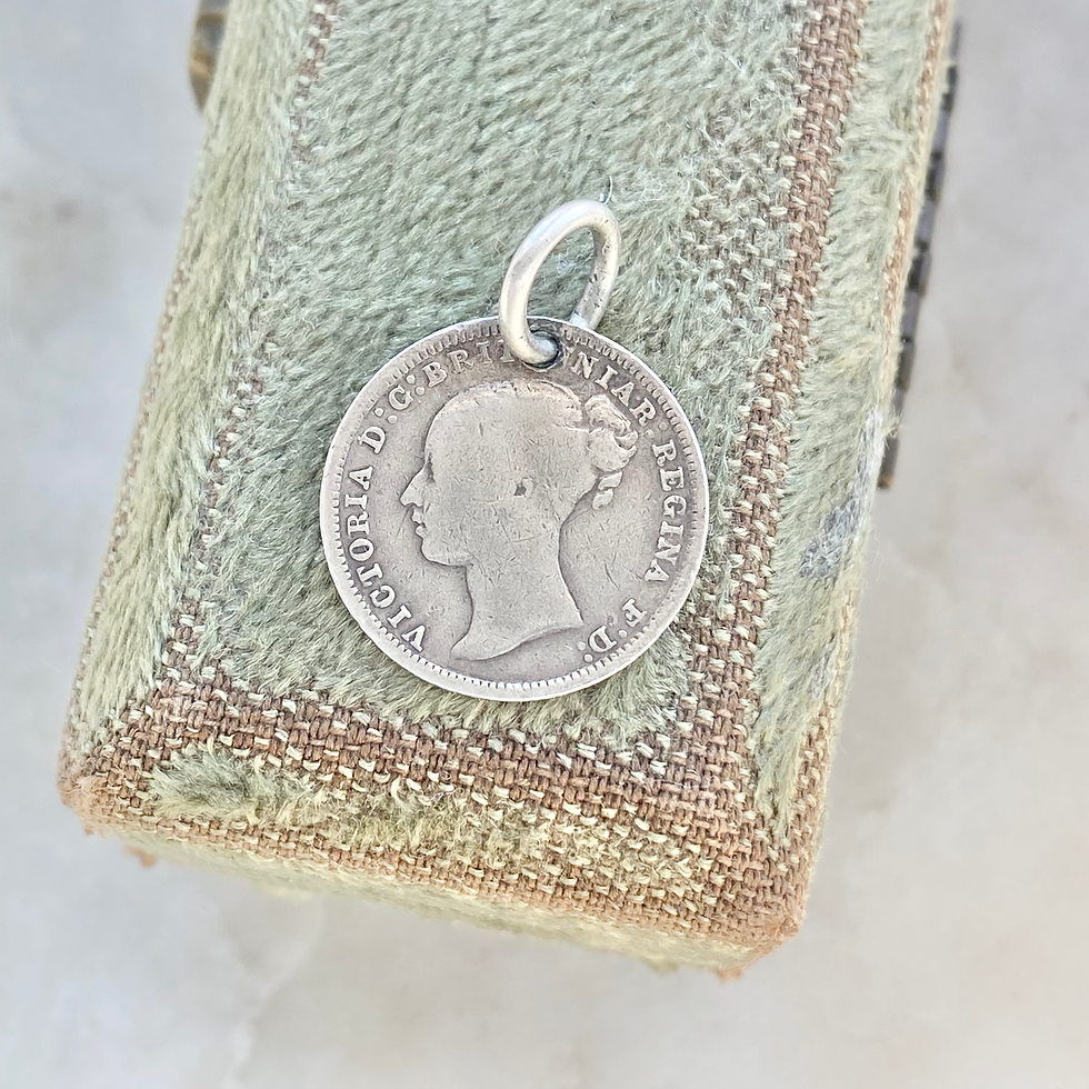 Thumbnail: Antique Victorian silver 'Kate' hand engraved love token coin pendant/charm