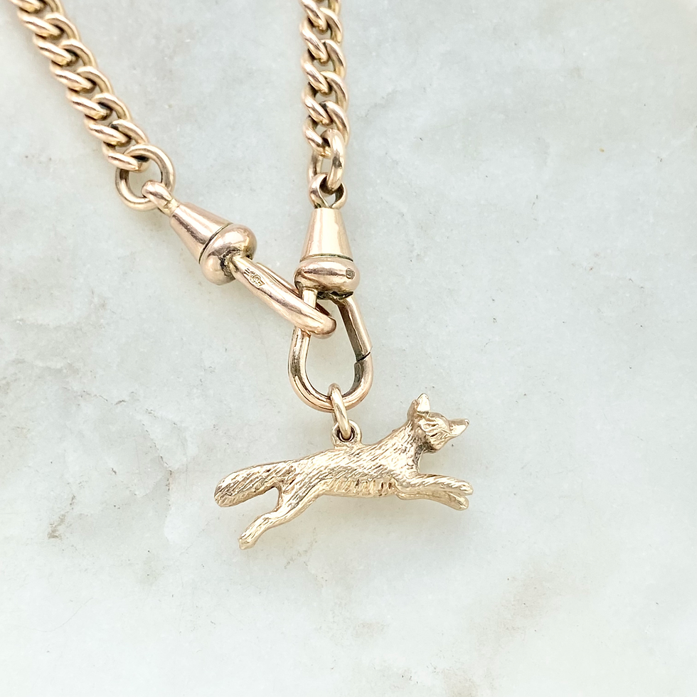 Thumbnail: Vintage solid 9ct gold running fox charm
