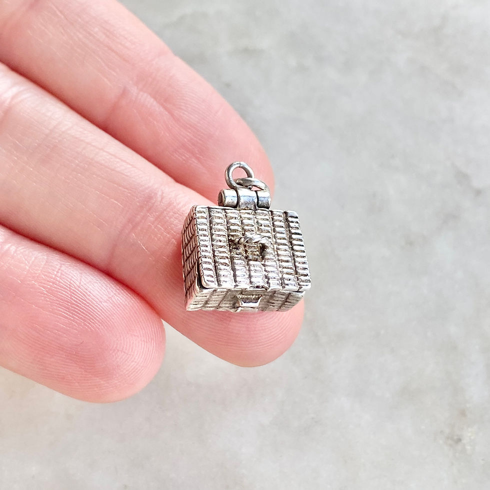 Thumbnail: Vintage sterling silver opening picnic basket charm