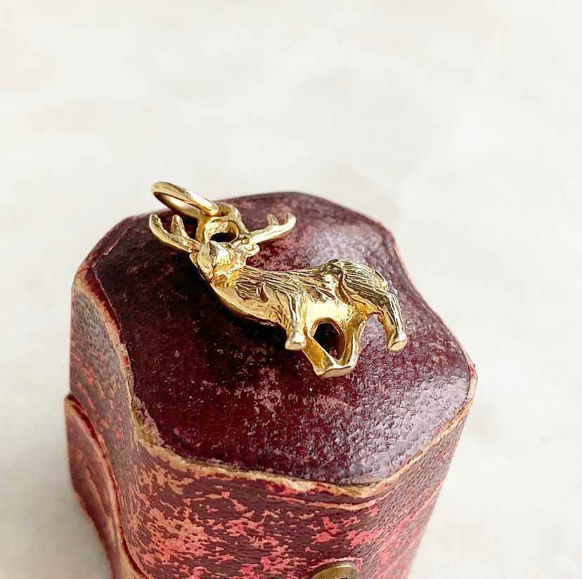 Thumbnail: Vintage 1971 9ct solid gold stag/reindeer charm