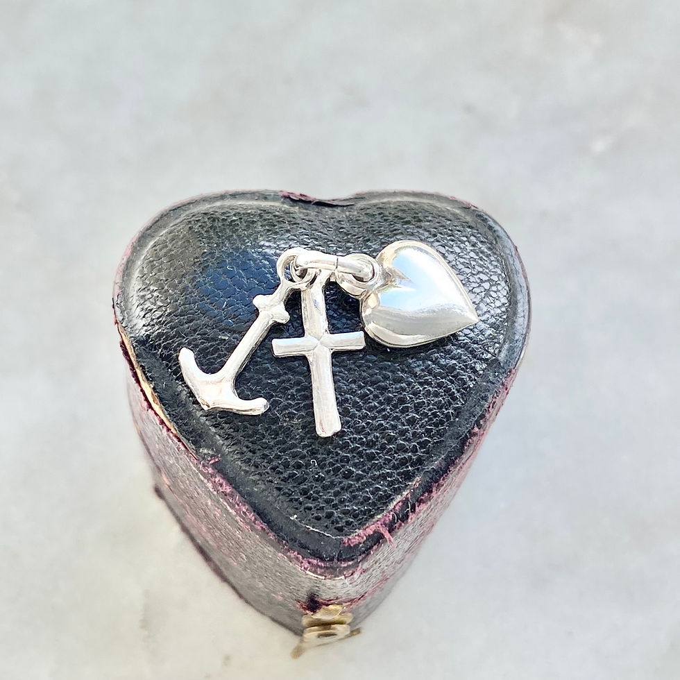 Thumbnail: Vintage silver faith, hope and charity charm