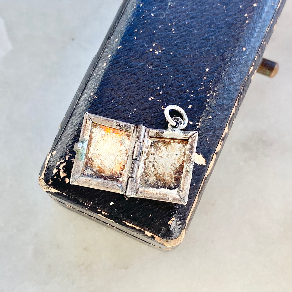 Thumbnail: Vintage silver and enamel opening ladybird/ladybug book locket charm
