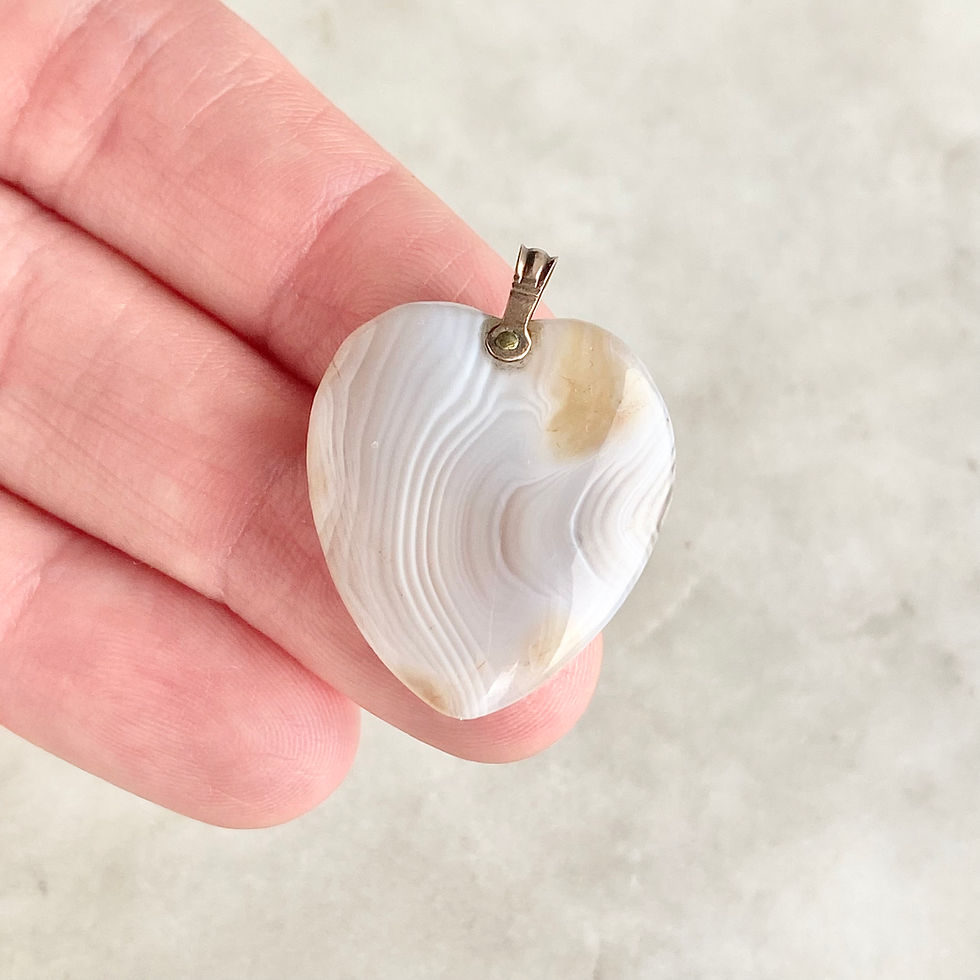 Thumbnail: Vintage carved heart banded agate pendant