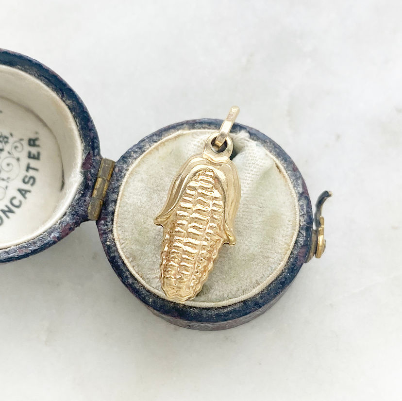Vintage 9ct gold corn on the cob charm
