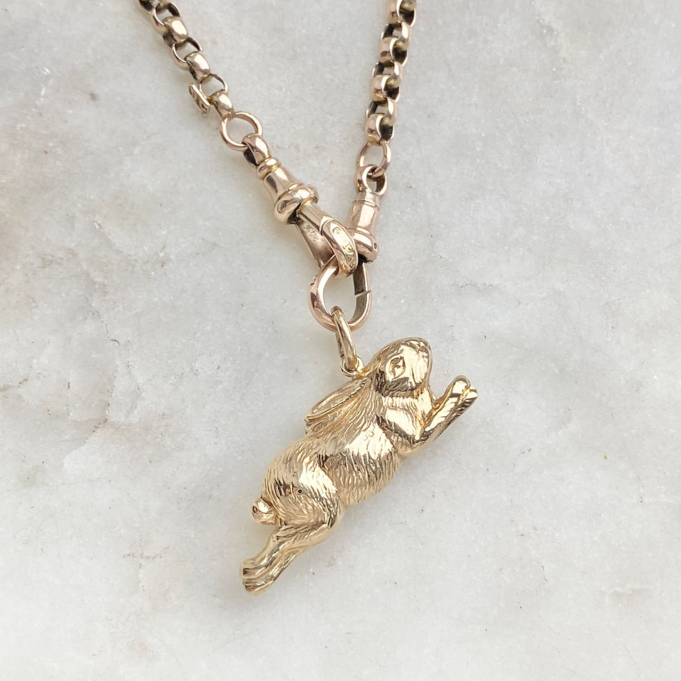 Thumbnail: Vintage 1975 9ct gold leaping bunny rabbit/hare charm