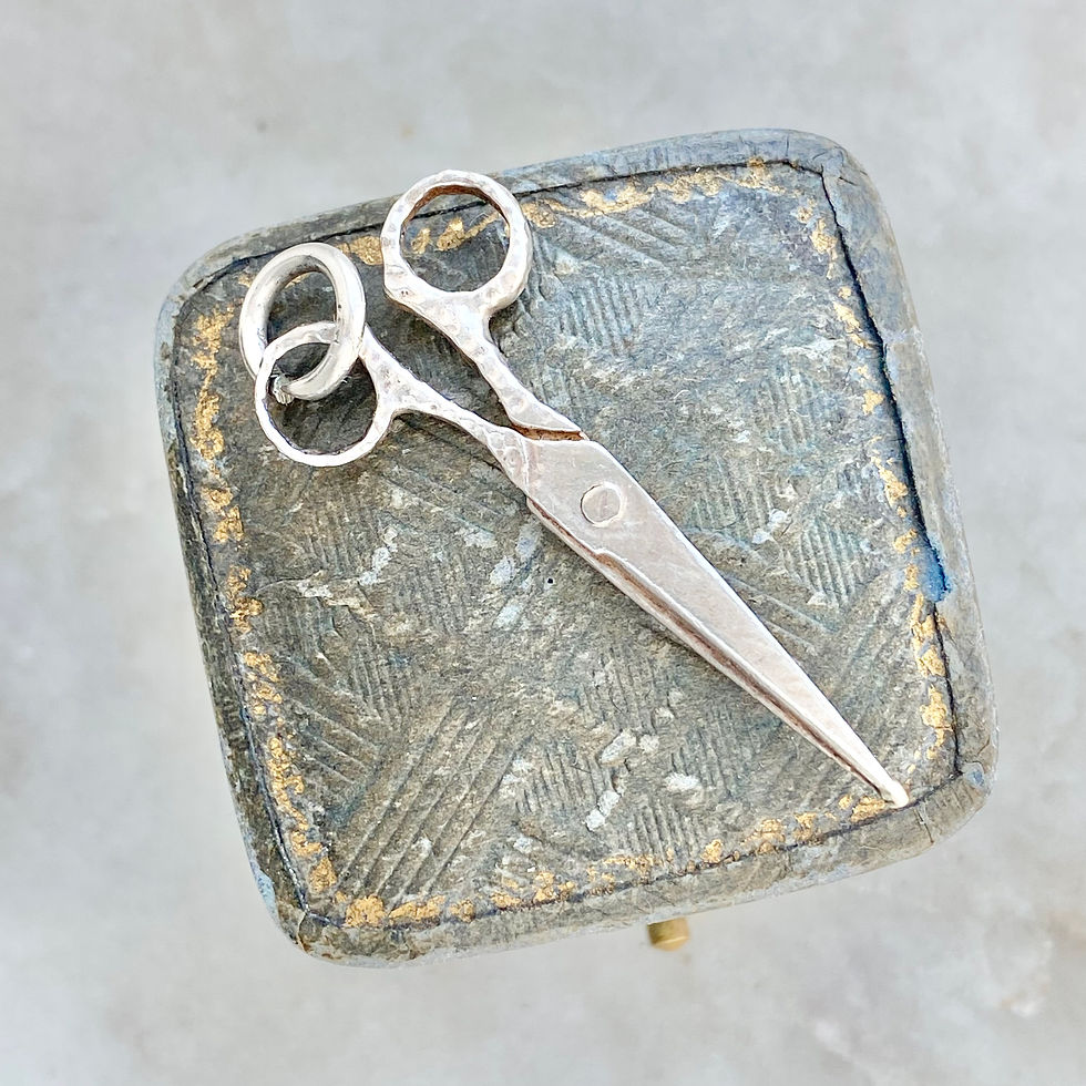Thumbnail: Vintage large sterling silver pair of scissors charm