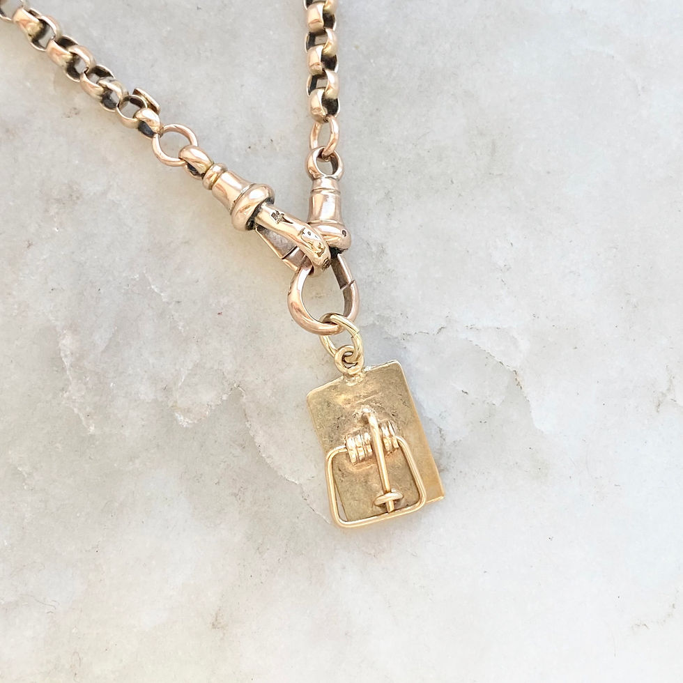 Thumbnail: Vintage 1969 9ct gold moving mouse trap charm