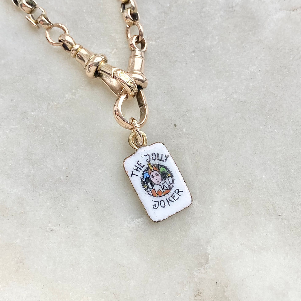 Thumbnail: Vintage enamel rare Jolly Joker playing card charm