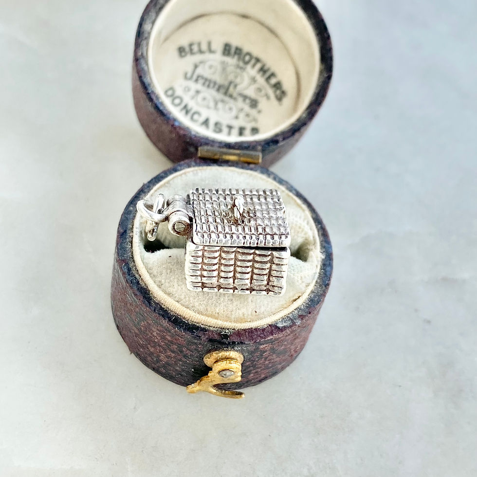 Thumbnail: Vintage sterling silver opening picnic basket charm