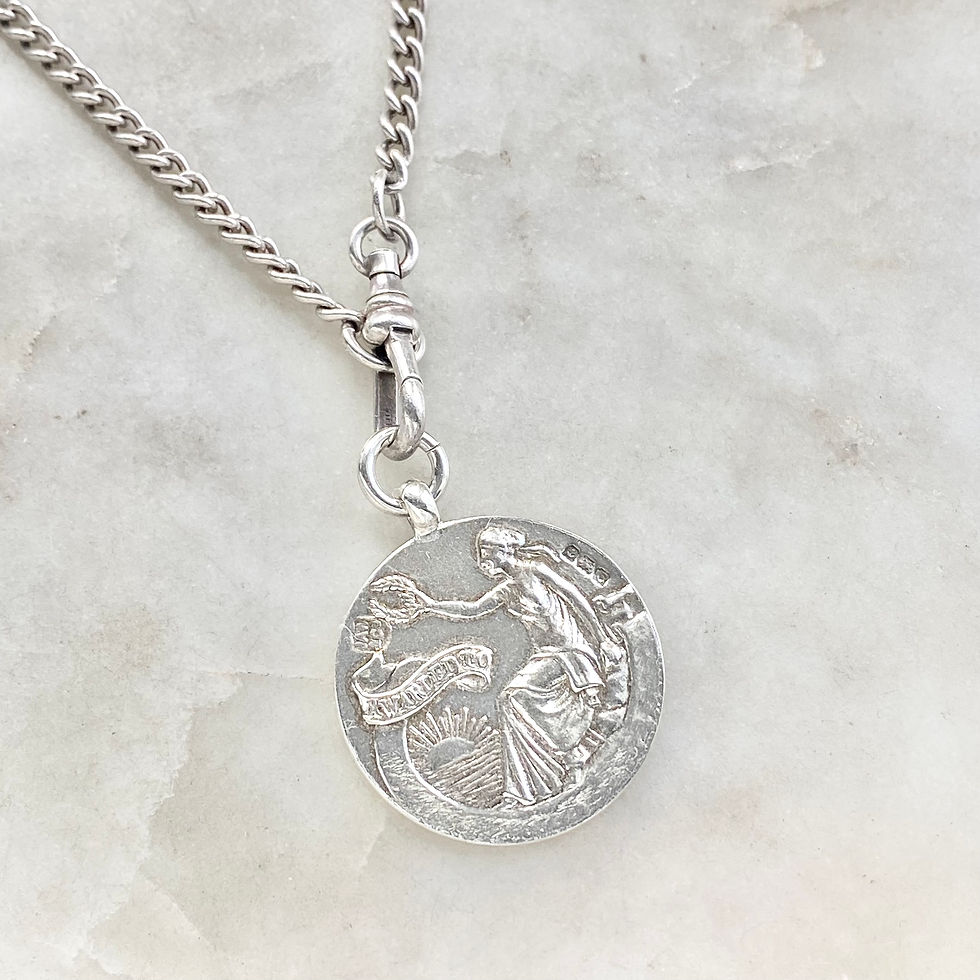 Thumbnail: Vintage 1927 sterling silver fob medal pendant The Royal Life Saving Society