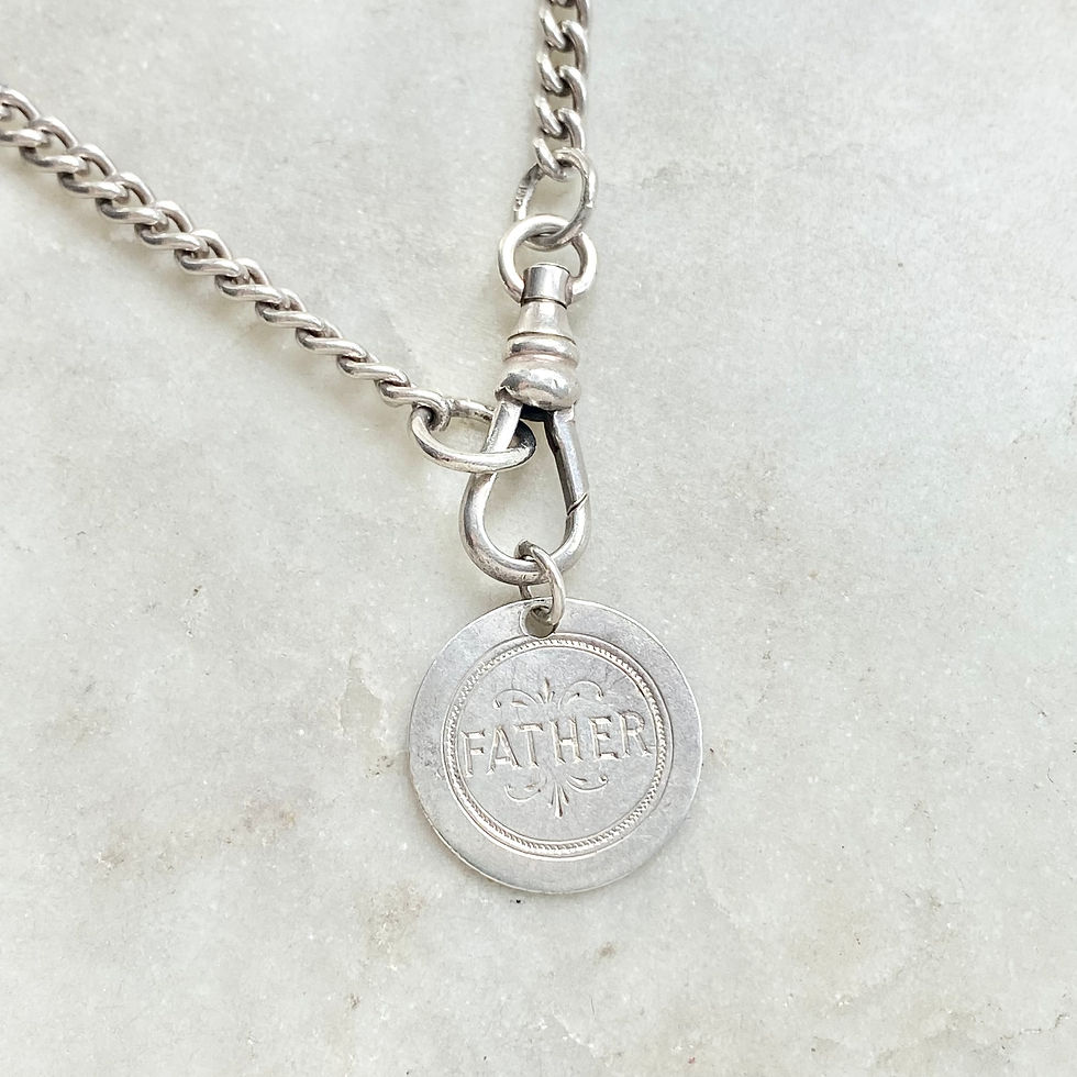 Thumbnail: Antique Victorian silver 'Father' hand engraved love token threepence coin