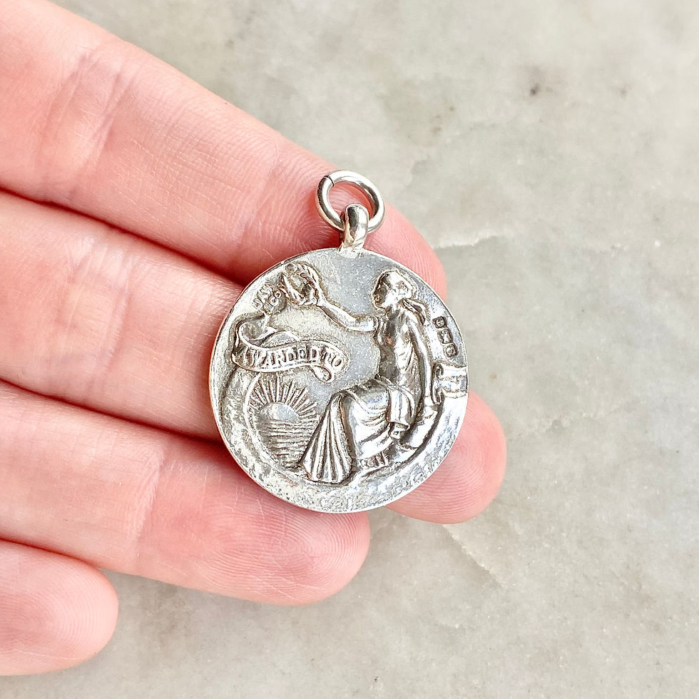 Thumbnail: Vintage 1927 sterling silver fob medal pendant The Royal Life Saving Society