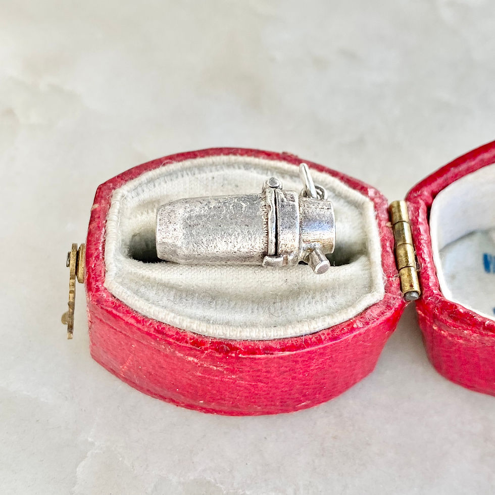 Thumbnail: Vintage sterling silver opening cocktail shaker charm with devil inside