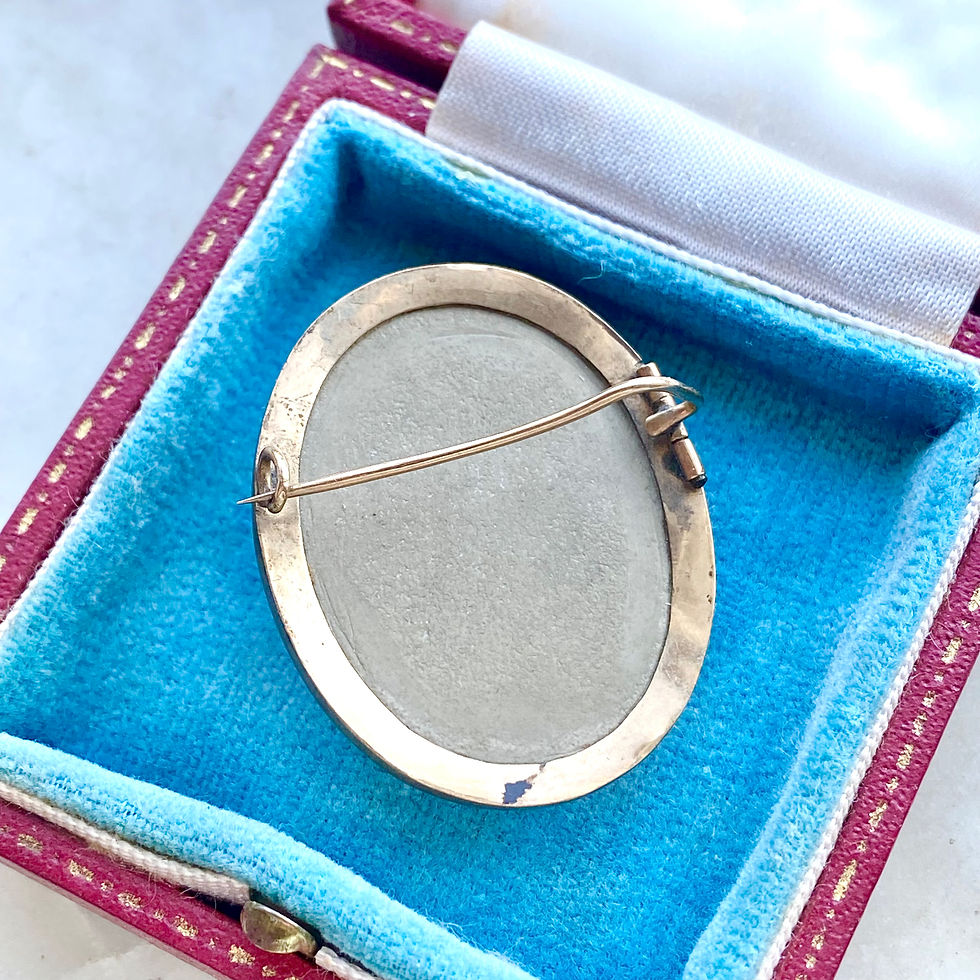 Thumbnail: Vintage Selene, goddess of the moon, and owl carved lava cameo brooch