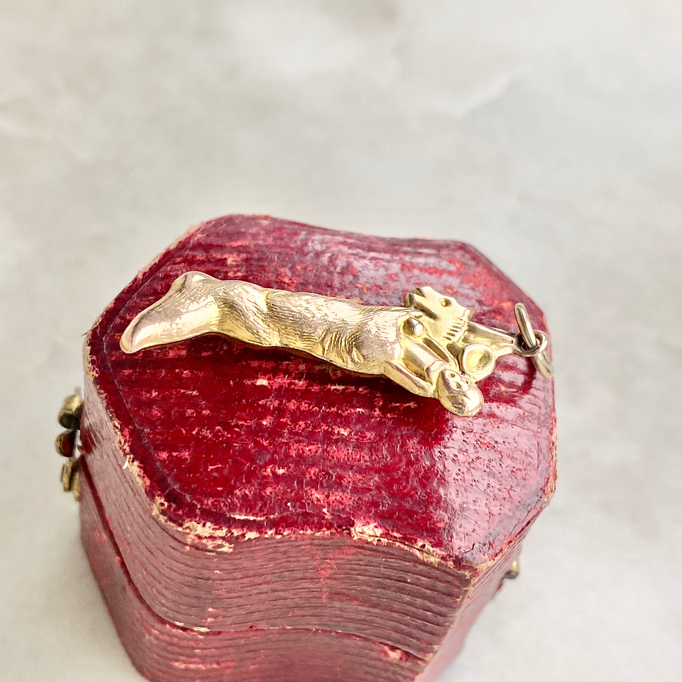 Thumbnail: Vintage 9ct gold Christmas stocking charm filled with presents