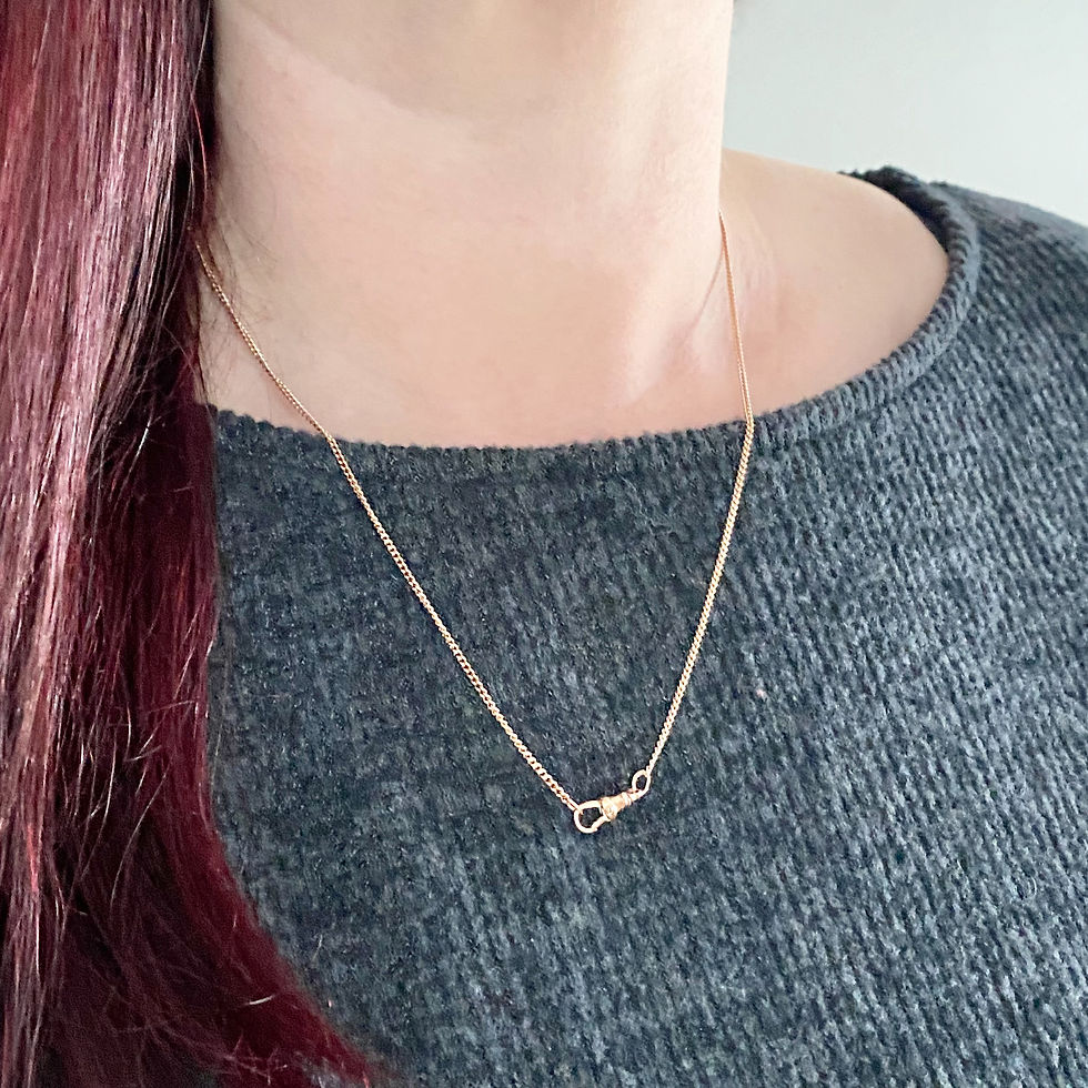 Thumbnail: Vintage 20 inches 9ct rose gold fine/delicate curb link chain with dog clip
