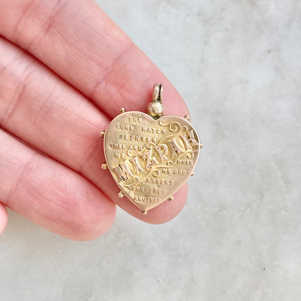 Thumbnail: Antique Victorian 1900 9ct gold and mother of pearl Mizpah heart pendant