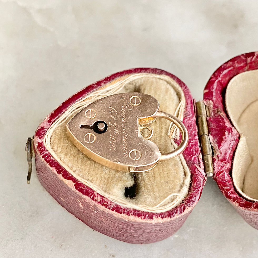 Thumbnail: Antique 9ct gold opening heart padlock hand engraved 'Oct 7th 1916'