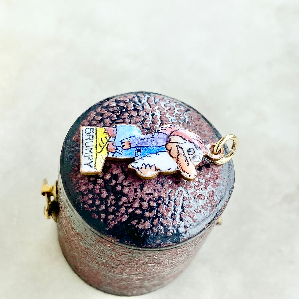 Thumbnail: Vintage rare enamel, brass and gold Snow White and Seven Dwarfs Grumpy charm