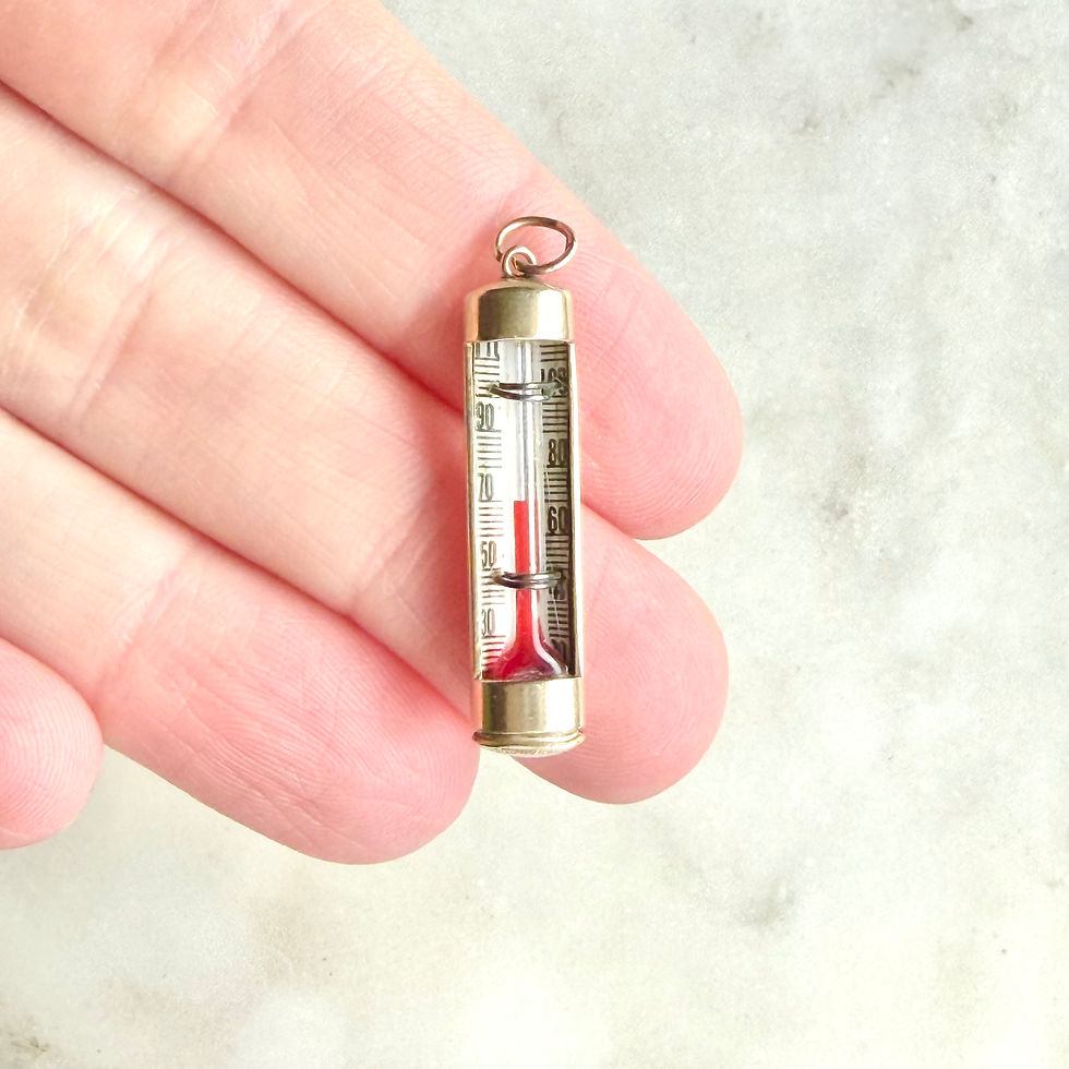 Thumbnail: Vintage 1960 9ct gold moving thermometer charm