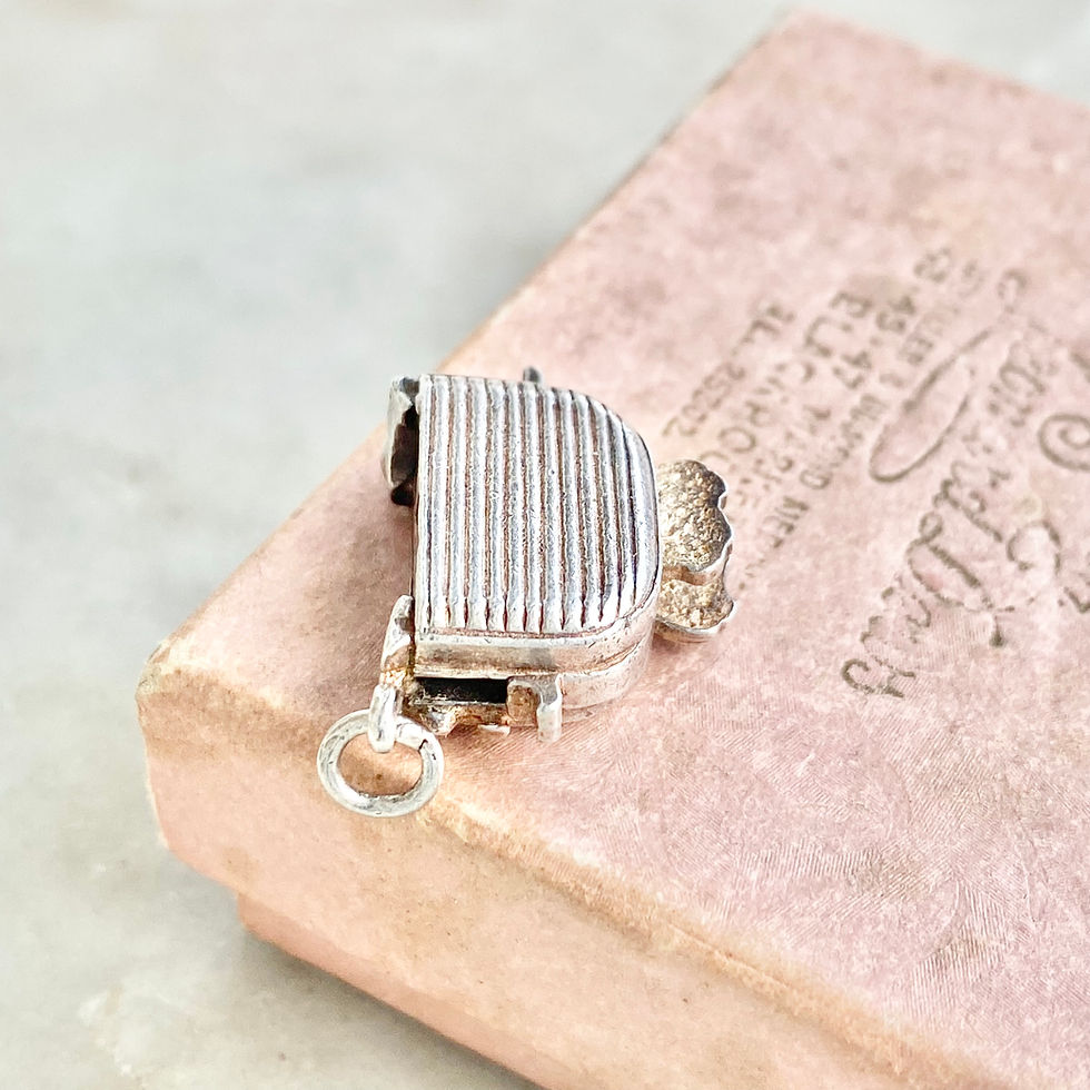 Thumbnail: Vintage sterling silver moving toaster charm with toast that pops up