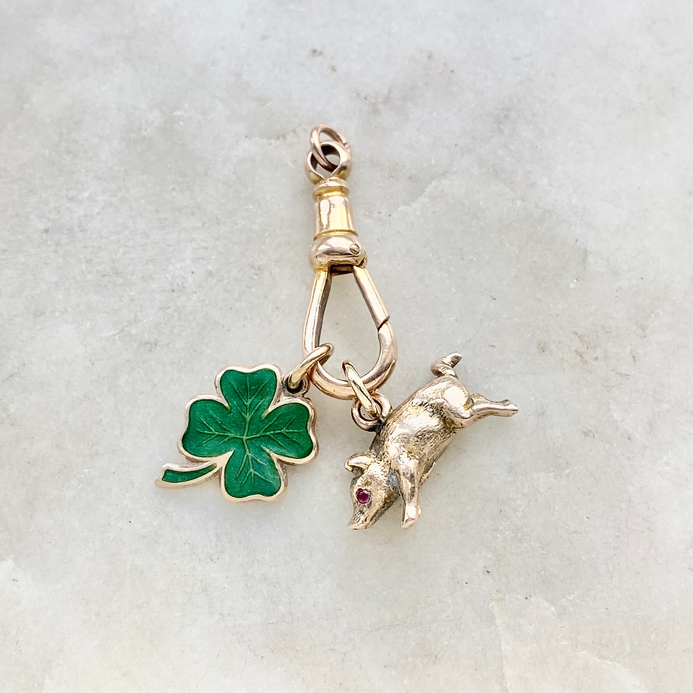 Thumbnail: Antique 9ct gold dog clip clasp charm holder maker 'J.M'