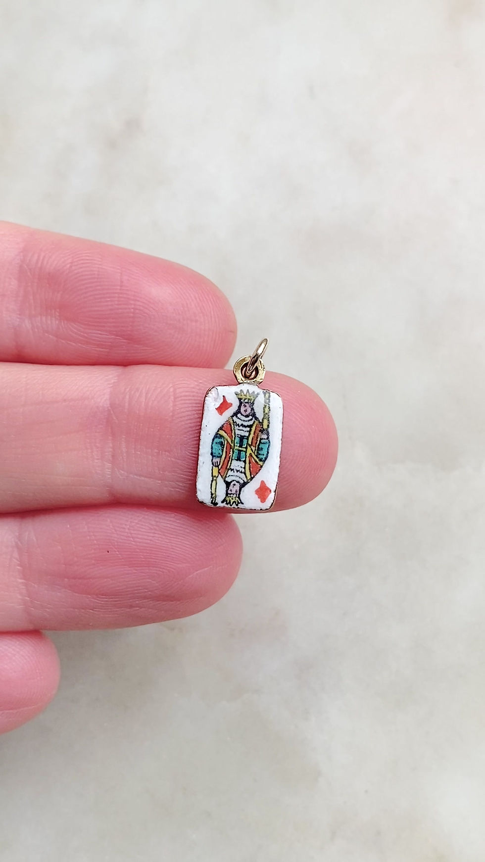 Thumbnail: Vintage rare enamel King of Diamonds playing card charm