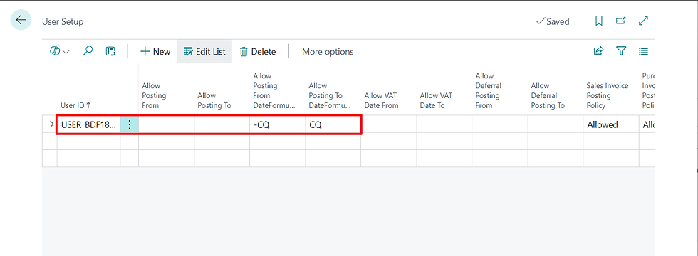 Business Central tarih formülü kurulumu