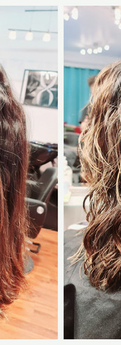 Before and after curly hair treatment Keratinbehandling Oslo Douglas Lima Hair Frisør