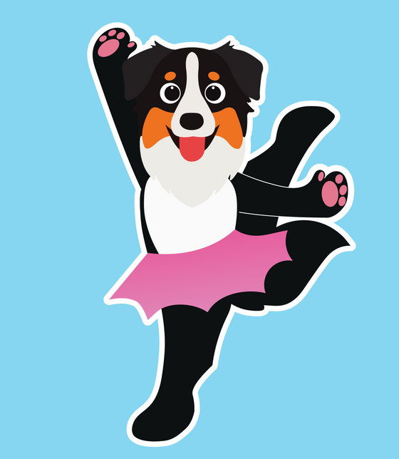 Mascote da escola de tutu, dançando ballet