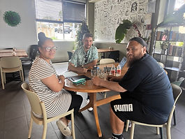 Client meeting to provide advice and support over some fresh food and drink