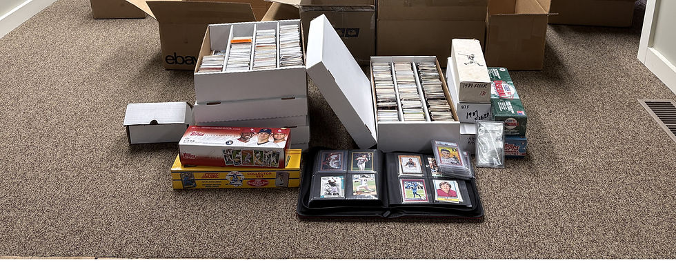 Large sports card collection in boxes and binders