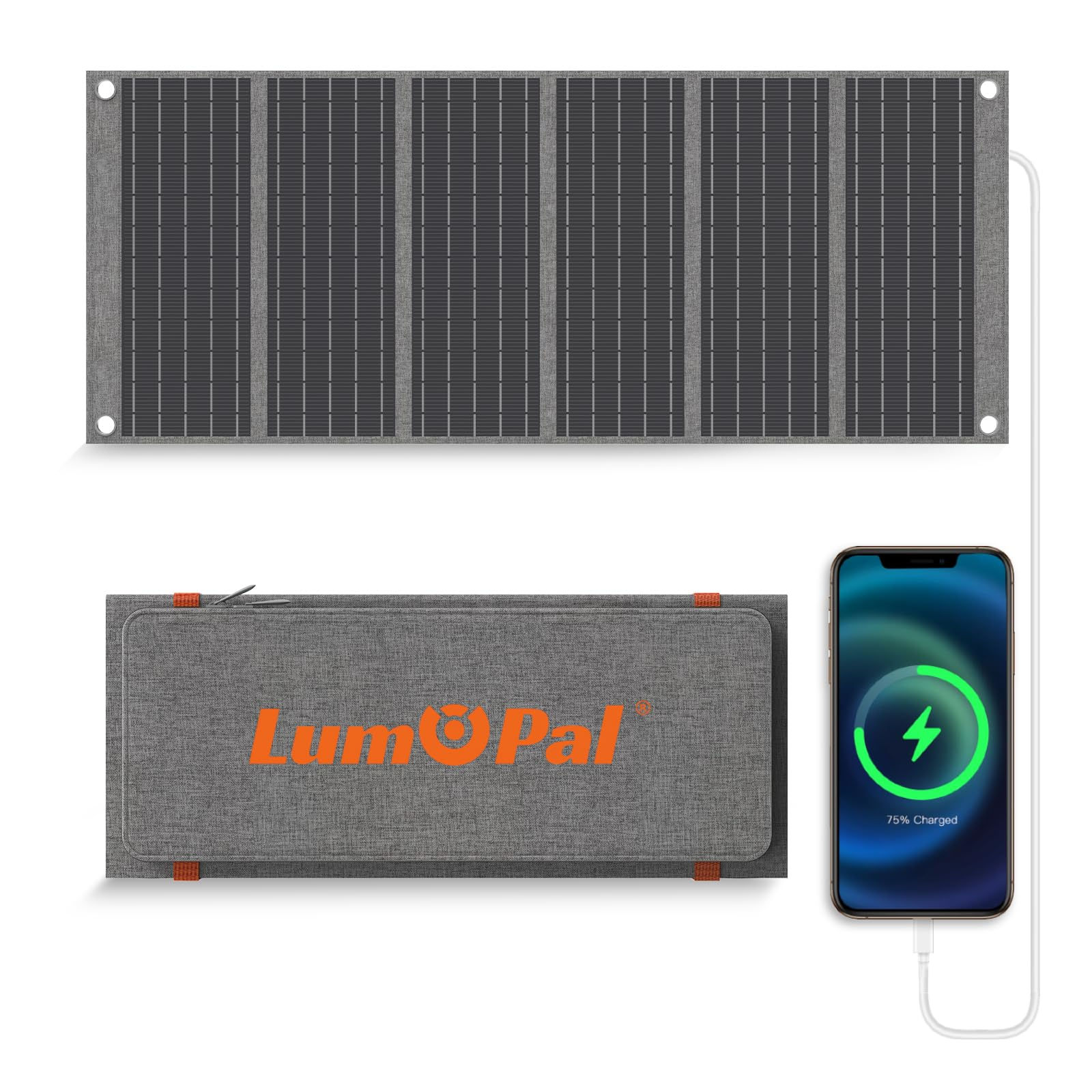 LUMOPAL 30W Foldable Solar Panel Portable Solar Charger with PD USB-C 30W USB-A