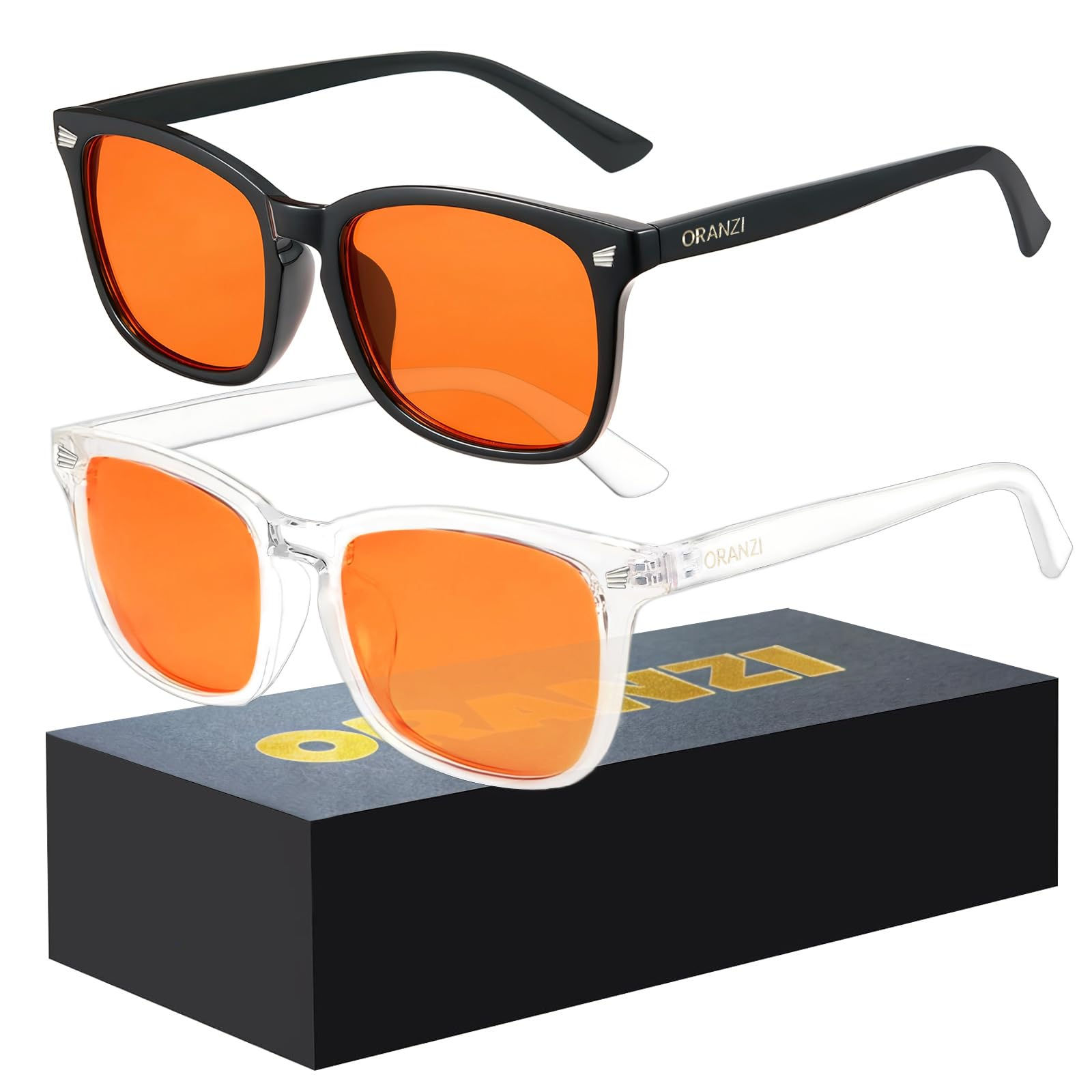 ORANZI 2 pack Blue Light Gaming Glasses Men Woman Computer Gaming Glasses Men Bl