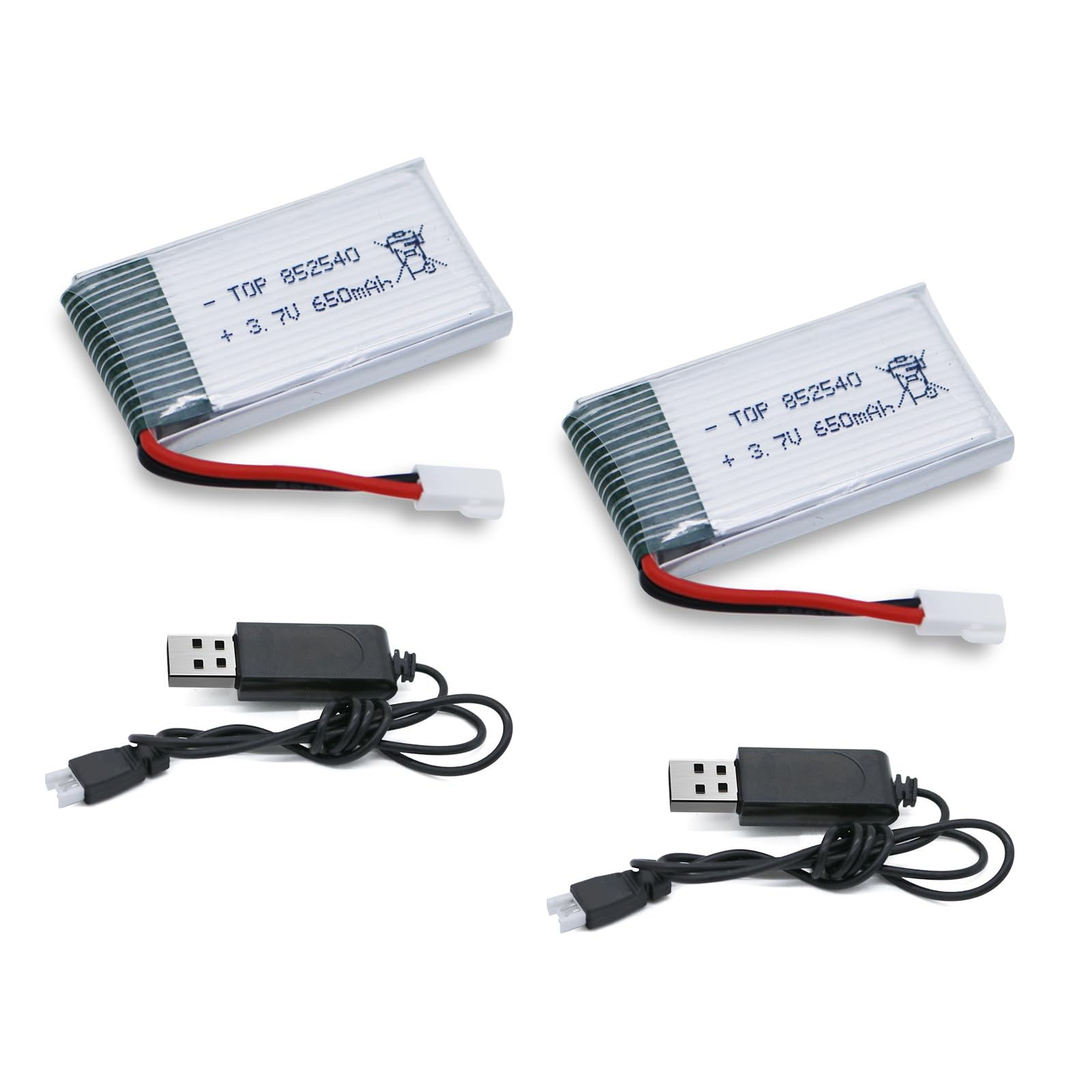 Tosiicop 3.7v Drone Lipo Battery - 2 Pack 650mAh Rechargeable Batteries for SYMA