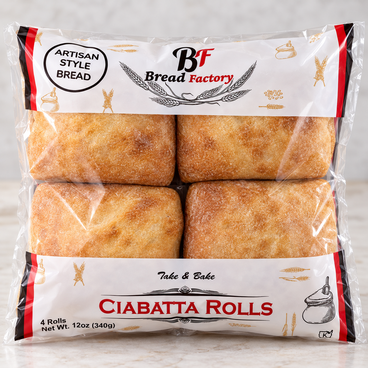 Bread Factory Original Ciabatta Rolls in their retail package
