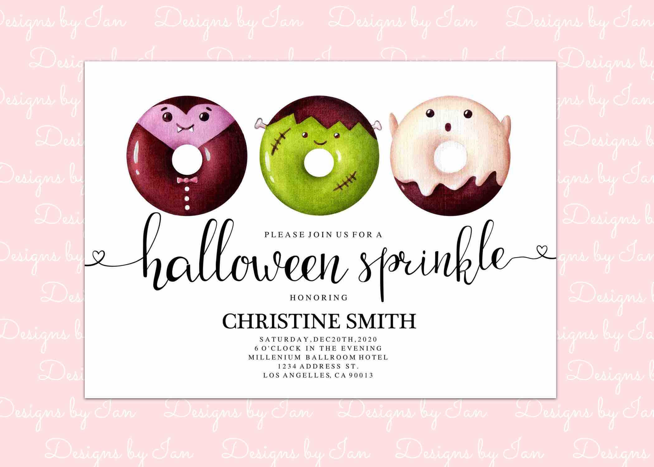 Halloween Donut printable invitation I Donut Invitation I Afternoon party